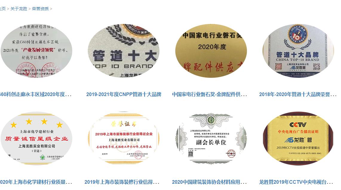 龍勝管道排行證書有嗎？不止有，而且還有很多！